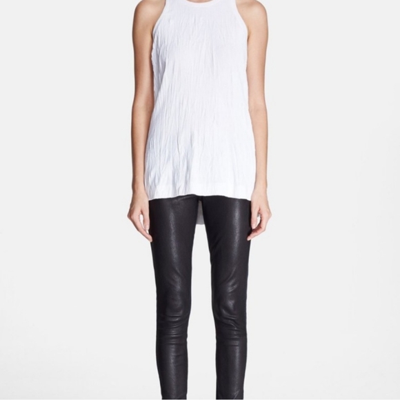 Helmut Lang White Sleeveless Crinkled Tank Shirt - Picture 2 of 8
